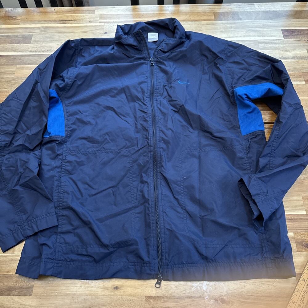 Vintage Nike Jacket Mens Large Light Weight Two Tone Blue Embroidered Swoosh